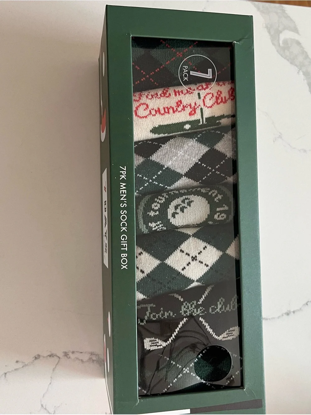 7-Pack Men's Dark Green Argyle & Patterned Casual Socks